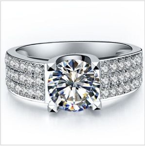 2CT Echter SONA Synthetischer Diamant Hochzeit Verlobungsring für Liebhaber 925 Sterling Silber 18K Großhandel Drop Shipping DY-JZ0058