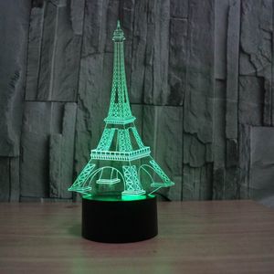 2016 Creative Acrylic 3D Stereo Night Lights Style Eiffel Tower Night Lamps Festival Decorative Lamp Led Night-light