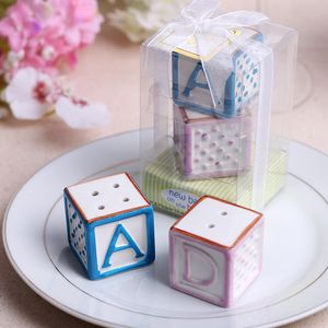 „Nowe dziecko na bloku” Baby Shower Letters Abcd Ceramic Salt and Pepper Shaker Wedding Favours and Gifts 60pcs = 30Sets/Lot