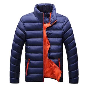 Partihandel- Bomullsjacka 2017 Vinter Varma mode Mens Windproof Stand Collar Zipper Mysig Casual Coat Plus Size Solid Outwear Down Coats