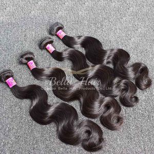 Moğol saç örgüsü 4pcs/lot bakire insan saçı vücut dalgası hairextensentions doğal renk Bellahair