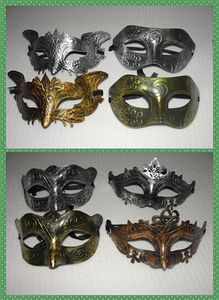 Mix 4 Styl Retro Greco-Roman Fox Butterfly Dance Bajki Męskie Maska Złoty / Silver Mardi Gras Masquerade Party Maski 50 sztuk / partia