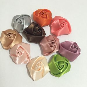 hot selling 1" Rose Satin Fabric Artificial Garment decoration Ribbon bouquet Polyester Flower