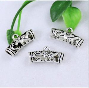 100pcs Alloy Silver Tone Charms Pendant Bails Beads Cord For Jewelry Making 22x11mm