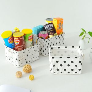 Cotton Linen Office Desk Organizer Basket Folding Storage Box Sundries Cosmetic Jewelry Stationery Remote Control Container Home Decor