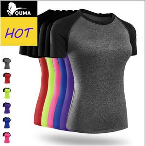 Hot Summer Style 2016 Outdoor Women Splice O-Neck Dzianiny Sporty Wear Tees Fitness Gym Pro Running Pot Krótki rękaw Tshirt