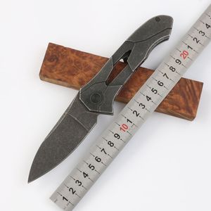 Anpassade knivar - Ny Flipper Kniv 8Cr13 Svart Staone Tvättblad Stålhandtag Utomhus Camping Vandring Taktiska Knivar Räddning Knivar EDC