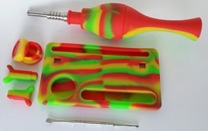 silicone NC kit Straw and Dab Tool Kit 14mm joint titanium tip oil rigs Micro Glass water Pipes in stock