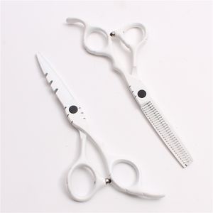 C1010 6" Japan Customized Logo White Professional Human Hair Scissors Barber's Hairdressing Scissors Cutting Thinning Shears Styling Tools