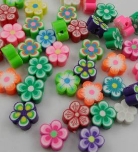 200Pcs Mixed Polymer Fimo Clay Flower Spacer Beads For Jewelry Making 10x5mm