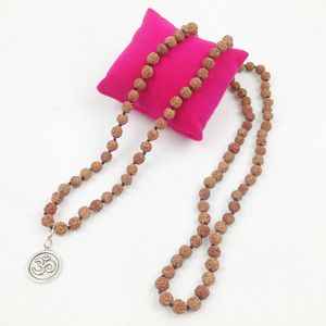 ST0284 Hot Sale New Arrival Rudraksha Knotted Necklace Trendy Yoga Necklaces Women`s OM Charms Jewelry Free Shipping