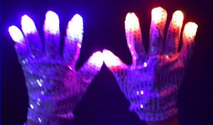 New LED Glow Flashing Sequins Gloves Party Dance Finger Lighting Mittens Gloves Halloween Christmas performance stage props festive supply