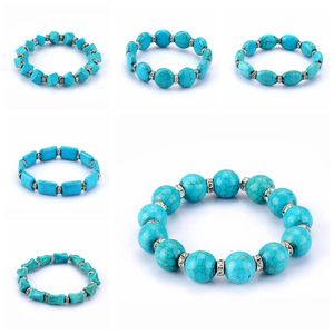 Mixed Order 6 style Turquoise Crystal beads Handmade Beaded Bracelet Anti-fatigue Men's Women's Diffuser Bracelet Fashion Jewelry