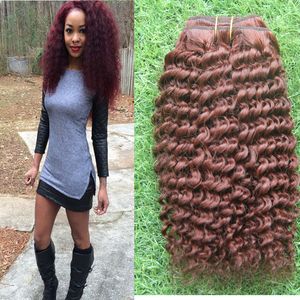 Bundlar # 99J Rödvin Människa Hårbuntar Vävning 200g 2st / Lot Brasilianska Hårväv Buntar Dubbelväftkvalitet, Afro Kinky Curly Hair