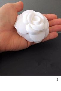 fabric flower DIY material Camellia white flower with sticker 10pcs a lot