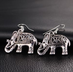 Éléphant Long Dangle Boucle D'oreille Bijoux De Mode Pour Les Femmes Style Accessoires Vente Chaude Boucles D'oreilles Tibétain Argent