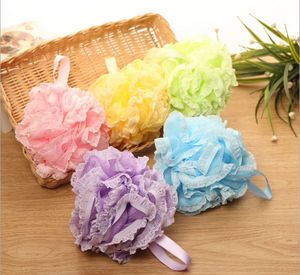 Świetna kąpielisko Puf Duża siatka Koronkowa Wykończenie Gąbka Prysznic Złuszczanie Cleanse Soothe Skin Loofah Luffa Body Scrubber Ball Ball