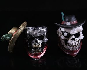 Pirate modeling resin ashtray---- oil rig glass bongs water pipe thick pyrex mini heady liquid sci water pipe, color random delivery