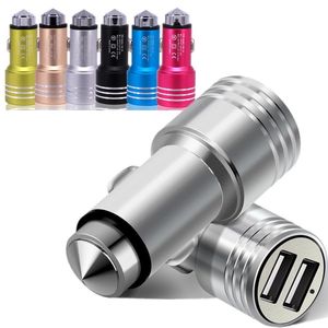 Aluminum Alloy Metal Dual USB Port Car Chargers DC 3.1A Usb Charger For iphone 11 12 13 14 15 Samsung Gps Mp3 Speaker