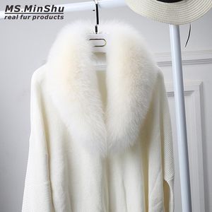 Sciarpa di pelliccia di volpe genuina per le donne Inverno collo di pelle di volpe naturale Collo di pelliccia di volpe staccabile Scialle di pelliccia di moda calda femminileMs.MinShu