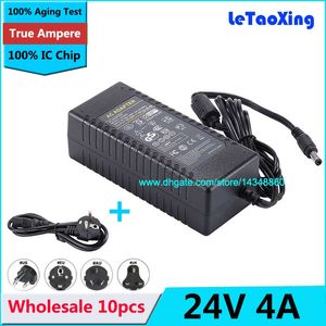 10pcs AC DC Power Supply 24V 4A Adapter 72W Transformer For 5050 3528 LED Rigid Strip LCD Monitor + Cord Cable With IC Chip