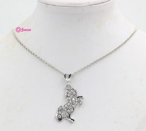 Lead Nickel Free Equestrian Horse Jewelry Made of Zinc Alloy with Czech Crystal Rhinestone Silver Color Horse Pendant Necklace