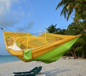 Camping Hammock com Mosquito Net Viagem da selva 2 Person Patio Bed balanço ao ar livre tenda pendurado jardim ao ar livre sofá-cama balanço