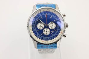BRAND QUARTZ WATCH FÖR MEN Blue Ring Fussluckor Rostfritt Bälte Silver Skelett Chronometer Watch