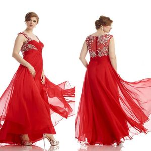 Удивительные 2016 Красный шифон милая Пром платья плюс размер на заказ скромный бисером Кристалл длинные вечерние платья EN7208