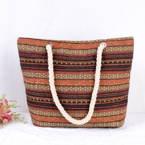 Verão Canvas Mulheres Boho Saco da praia da forma cor da impressão Senhora das meninas bolsas de ombro saco ocasional Bolsa Sacos