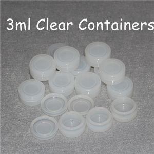 Caixas de armazenamento Recipientes de silicone Translúcidos frascos 3ml Limpar recipiente de silicone não-vara de qualidade de alimentos de cera de cera petróleo frasco DHL