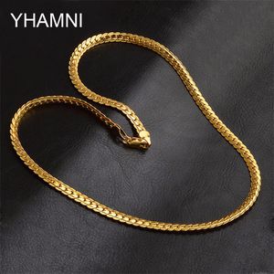 Wholesale mens snake chains resale online - YHAMNI Men Gold Color Necklaces With Stamp Gold Color Necklace Trendy MM Wide MM Long Snake Chain Necklace Men NX174