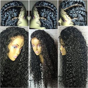 360 Lace Frontal Wig med keps Kinky Curly 180% Densitet Brasilianska Human Hair Wigs Lace Front Mänsklig för svarta kvinnor 12inch