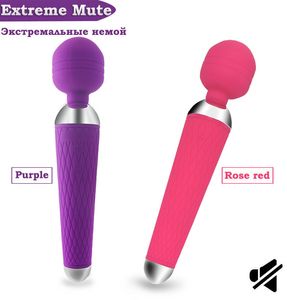Super kraftfull oral clit vibratorer för kvinnor USB uppladdningsbar AV Magic Wand Vibrator Massager Vuxen sexleksaker för kvinna