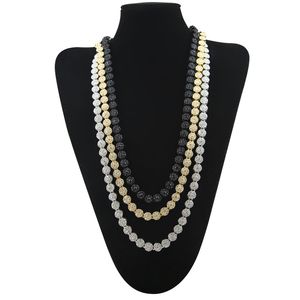 Uomo Donna Hip Hop Collane Cubic Zirconia Bling Super Shiny Round Beading Long Chain Rapper Punk Jewelry 76cm Oro Nero Argento