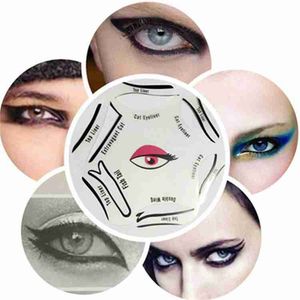 DHL shipping 6 In 1 Multifunction Eye Stencil Cat Eyeliner Stencil For Eye Liner Template Card Fish Tail Double Wing Eyeliner Stencil