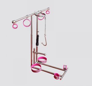 Aço Inoxidável SM Bondage Quadro de Tortura do Dispositivo de Tortura de Pé Armário Ankle Contenção Algemas Pescoço Espartilho Collar Anal Hook Dildo