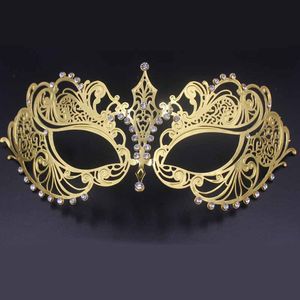 Maski kulkowe Moda Cosplay Halloween Maska Zabawa Piękna Opera Masquerade Maska Czarny Złoty Biały Żeński Metal Silver Rhinestone Party