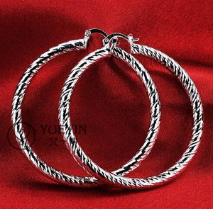 10 par / lot Biżuteria Wysokiej jakości poszycia 925 Sterling Silver Ear Hoop Kolczyki Prezenty Mody 60mm Shining Hiperbole Big Ear Ring