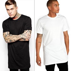 All'ingrosso-2016 moda lunga maglietta da uomo estesa Swag da uomo lunga T-shirt casual in cotone solido lunga maglietta da uomo Hip-hop Streetwear Top Tees