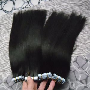 Tape in Echthaarverlängerungen, natürliche Farbe, Echthaarbündel, 200 g, 80 Stück, selbstklebendes Skin Weft-Haarverlängerungsband