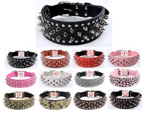 PU Leather Spiked Studded Dog Collars 2 