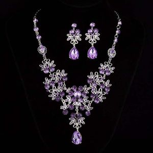 Water Drop Crystal Rhinestone Necklace Earring Sets Wedding Party Bridal Jewelry Set Women Girl Party Accessories