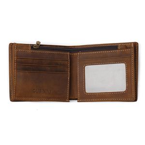 Heißer Verkauf, hochwertige Mode, kurze Business-Vintage-Stil, multifunktionaler Bifold-Reißverschluss, Herren-Designer-Geldbörse aus feinem Rindsleder