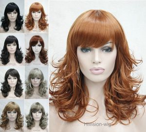 Gratis frakt Vacker charmig varm ny 8 färger Anti-Alice Curly Women Ladies Natural Daily Wig Hivision
