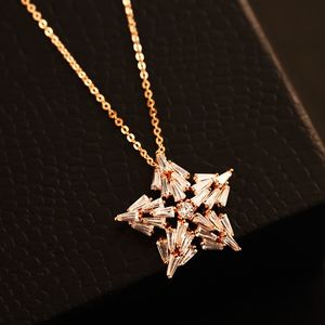 five-pointed star Necklace & Pendant Women Fashion Choker Necklace for Party Collar Costume Zircon Jewelry Gold Plated