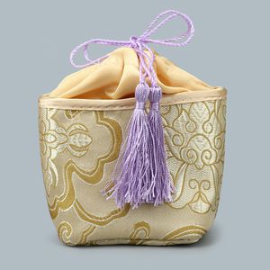 Patchwork Craft Small Drawstring Bucket Bag Jewelry Gift Bags Travel Storage Silk Brocade Lavender Sachet Tea Favor Bags Packaging Pouch