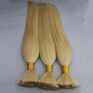 Blonde Brazilian Hair Bulk 300g Human Braiding Hair Bulk Straight Hair Extension No Weft