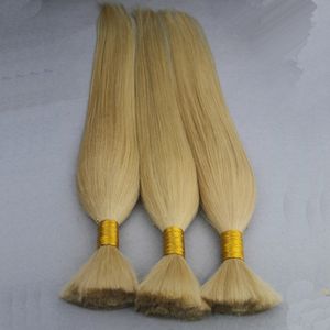 Blond Braziliaans haar Bulk 300g Menselijk vlechthaar Bulk Steil haarverlenging Geen inslag