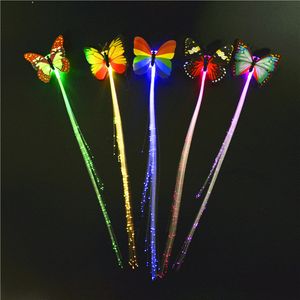 Led braids butterflies colorful light-emitting fiber luminous hairpin flashing light-emitting places Flashing Hair Braid